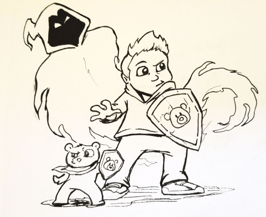 Concept art from the Dream Warriors, a middle grade graphic novel. Meet Thomas and his teddy bear Tom, keeping the Dreamscape safe from the Dark, the nightmare shade of the Boogeyman by Veronica Smith.